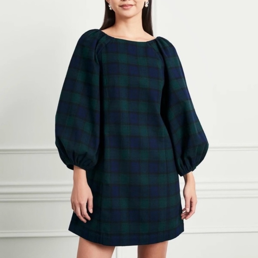 Hill House Navy and Green Plaid Mini Dress